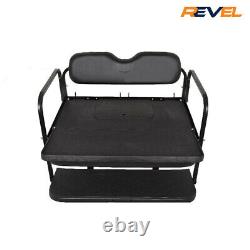 Club Car DS Golf Cart Rear Flip Seat Kit Black Cushions GTW Mach3 Seat Kit