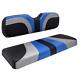 Club Car Ds Front Golf Cart Seat Covers In Blue/ Black Carbon Fiber & Silver