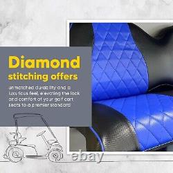 Club Car EZ-ON 6PASS Diamond Stitch BLK/ROYAL Prec. Golf Cart Seat Cover 6PC