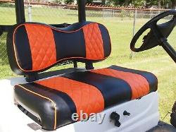 Club Car Front Seat Cover Black Orange Diamond Stitch For DS 2000.5-Up Golf Cart