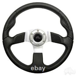 Club Car GT Black withBrushed Aluminum Steering Wheel With Hub