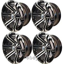 Club Car Golf Cart RIM WHEEL 14x7 4/4 SET OF 4 Aluminum Black/Machined spoke