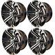 Club Car Golf Cart Rim Wheel 14x7 4/4 Set Of 4 Aluminum Black/machined Spoke