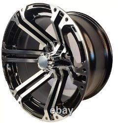 Club Car Golf Cart RIM WHEEL 14x7 4/4 SET OF 4 Aluminum Black/Machined spoke