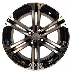 Club Car Golf Cart RIM WHEEL 14x7 4/4 SET OF 4 Aluminum Black/Machined spoke