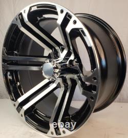 Club Car Golf Cart RIM WHEEL 14x7 4/4 SET OF 4 Aluminum Black/Machined spoke