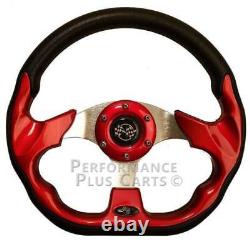 Club Car Precedent 12.5 Red Golf Cart Steering Wheel with Black Adapter Hub