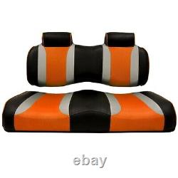 Club Car Precedent 2004-2011 Madjax Tsunami Seat Cushions Black Silver Orange