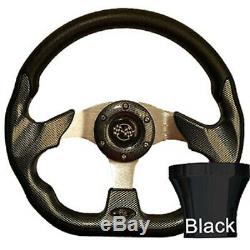 Club Car Precedent 2004-Up Golf Cart Carbon Fiber Racer Steering Wheel Black Kit