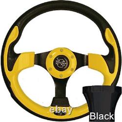 Club Car Precedent 2004-Up Golf Cart Yellow Race Steering Wheel Black Kit