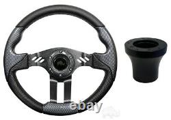 Club Car Precedent Aviator 5 Steering Wheel Kit Carbon Fiber Grip w Black Spokes