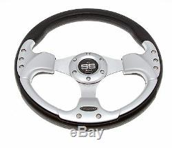 Club Car Precedent Black/Chrome Steering Wheel/Hub Adapter/Chrome Cover Kit