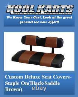 Club Car Precedent Golf Cart Deluxe Seat Covers-Front and Rear(Black/Brown)