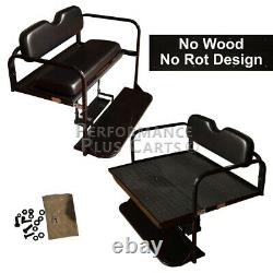 Club Car Precedent Golf Cart Flip Folding Rear Back Seat Kit Black Cushions