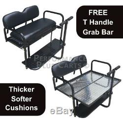 Club Car Precedent Golf Cart Flip Folding Rear Back Seat Kit Black Cushions