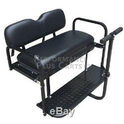 Club Car Precedent Golf Cart Flip Folding Rear Back Seat Kit Black Cushions