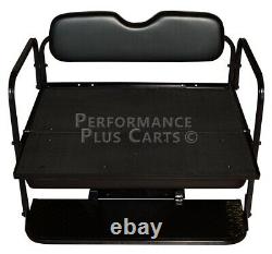 Club Car Precedent Golf Cart Flip Folding Rear Back Seat Kit Black Cushions