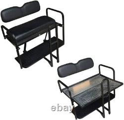 Club Car Precedent Golf Cart Flip Folding Rear Back Seat Kit Black Seats