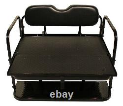 Club Car Precedent Golf Cart Flip Folding Rear Back Seat Kit for 2004-Up Black