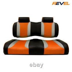 Club Car Precedent Golf Cart Front Seat Cushion Set -MadJax Tsunami Black/Orange