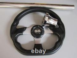 Club Car Precedent Golf Cart Racing Style Black Steering Wheel & Adapter 700P