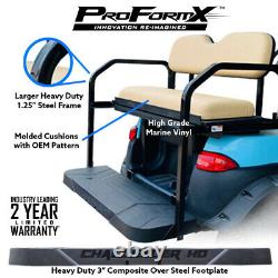 Club Car Precedent Rear Flip Seat Folding Black Cushions 2004-Up Golf Carts