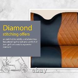 Club Car Seat Cover Diamond 6 PASS- BLACK/BROWN Precedent Golf Cart 2004+ 6PC