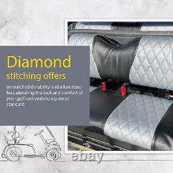 Club Car Seat Cover Diamond 6PASS- BLACK/SILVER Precedent Golf Cart 2004+, 6PC