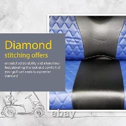 Club Car Seat Cover Diamond BLK/NAVY Precedent Golf Cart 2004+, 4PC