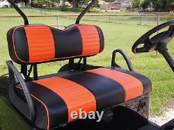 Custom Club Car DS Seat Cover Orange Color Pleated Front Rear For 2000.5+ Models