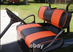 Custom Club Car DS Seat Cover Orange Color Pleated Front Rear For 2000.5+ Models