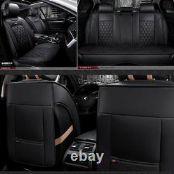 Deluxe 5Seats PU Leather Full Car Seat Cover Kit Cushion Pad Diamond Pattern NEW