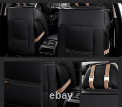Deluxe 5Seats PU Leather Full Car Seat Cover Kit Cushion Pad Diamond Pattern NEW