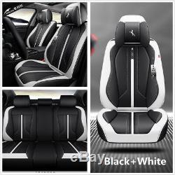 Deluxe 6D Black+White 5 Seats Full Car Seat Covers Cushion Interior Accessories