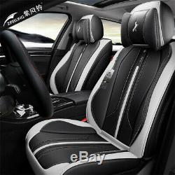 Deluxe 6D Black+White 5 Seats Full Car Seat Covers Cushion Interior Accessories