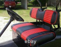 Deluxe Golf Cart Seat Cover Black Red Pleated With 1/2 Padding For EZGO Club Car