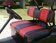 Deluxe Golf Cart Seat Cover Black Red Pleated With 1/2 Padding For Ezgo Club Car