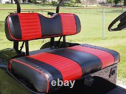 Deluxe Golf Cart Seat Cover Black Red Pleated With 1/2 Padding For EZGO Club Car
