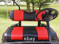 Deluxe Golf Cart Seat Cover Black Red Pleated With 1/2 Padding For EZGO Club Car