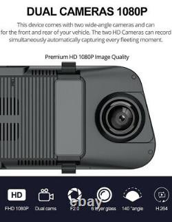 Dual Lens 1080P WIFI GPS FM Car Video Dash Camera DVR ADAS FHD Rear View Mirror