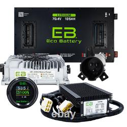 Eco Battery 70V 105Ah LifePo4 Golf Cart Lithium Battery Complete Bundle Kit