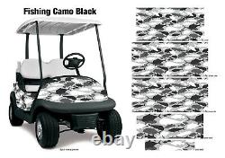 Fishing Camo Black Golf Cart Full Body Wrap for Club Car Precedent
