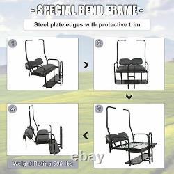 Flip Folding Rear Seat Kit with Grab Bar black For 1982-2000 Club Car DS Golf Cart