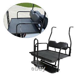 Folding Rear Flip Seat Kit Black for Club Car Golf Cart DS 2001-2013 withGrab Bar