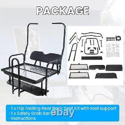 For Club Car DS 1982-2000.5 Golf Cart Flip Folding Rear Back Seat Kit withGrab Bar