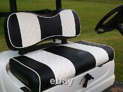 Front Rear Seat Cover Black White Diamond Stitch Club Car Precedent Golf Car 04+