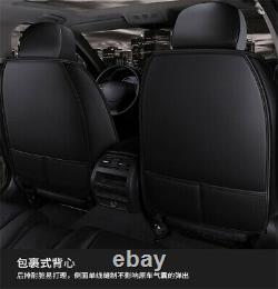 Full-surround Car 5-Sits Seat Covers Cushion Full Set Black PU Leather US Stock