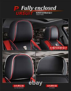 Full-surround Car 5-Sits Seat Covers Cushion Full Set Black PU Leather US Stock