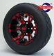Golf Cart 10 Red/black Vampire Wheels/rims And Gecko 18 Low Profile Tires