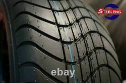 GOLF CART 12 BLACK 8-HOLE STEEL WHEELS and 215/35-12 DOT LOW PROFILE TIRES(4)